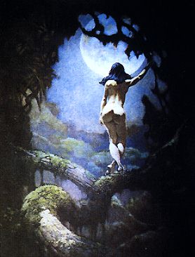 Frank Frazetta - Fille devant la lune