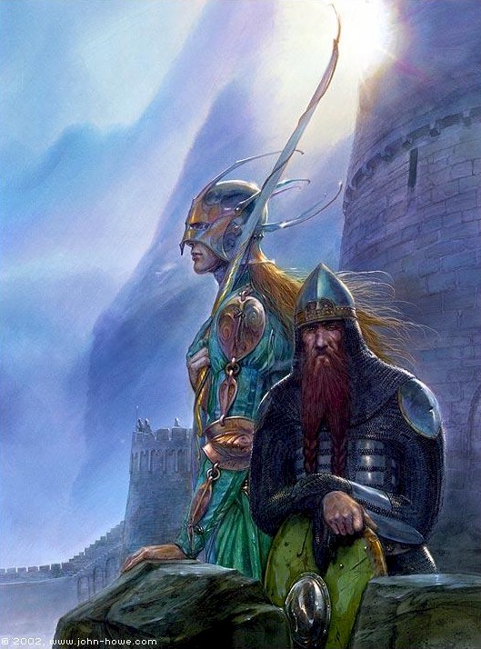 Legolas and Gimli at Helm's Deep, by John Howe